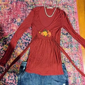Adorable embroidered empire waste top